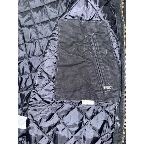 Carhartt Black Full Zip Quilted Lined Hooded Work Jacket Men Size‎ Medium
